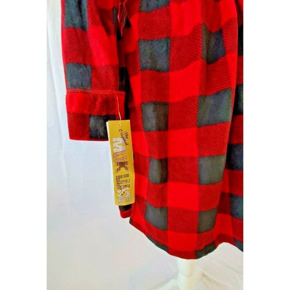 Muk Luks Cozy Short Fleece Robe Lumber Jack Check - Picture 4 of 4